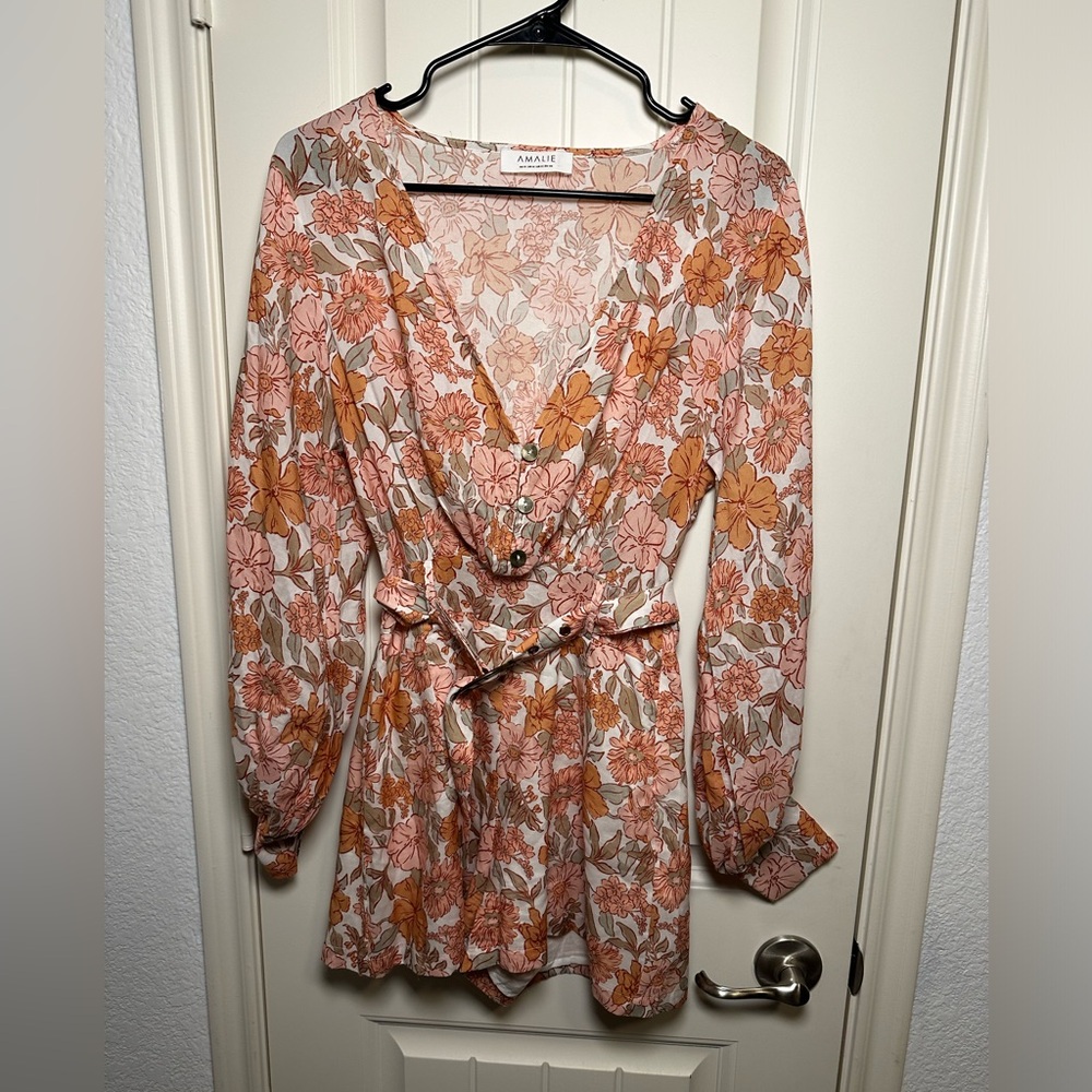 Showpo Amalie the Label Azariah Floral Playsuit Belted Romper size 2